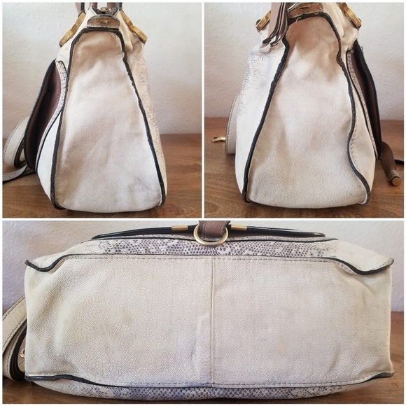 Chloe Marcie Medium Lizard Embossed Satchel Handbag Crossbody Bag - Picture 14 of 17